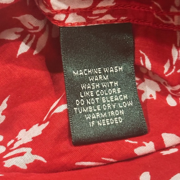 Lauren Ralph Lauren Women’s Red Floral Button Down Shirt 3/4 Sleeve - Picture 4 of 4